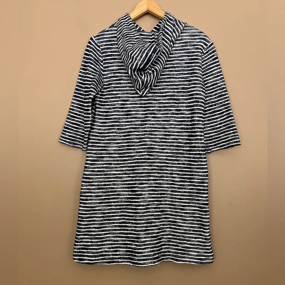 {Lou & Grey} Hooded Swimsuit Cover Up Dress in Blue & White - Womens Small - Picture 4 of 8
